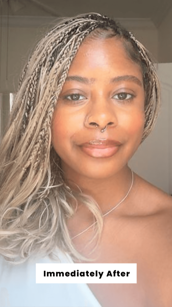 Curry immediately after applying the Danessa Myricks Blurring Balm Powder